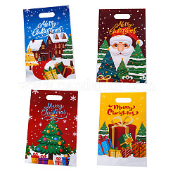 50Pcs 4 Styles Christmas Printed OPP Cellophane Packaging Bags with Die Hole Handles&nbsp;ABAG-C013-06