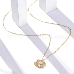 スターリングシルバーのカラフルなキュービックジルコニアの星座ペンダントアズキチェーンネックレス女性用925個  18KGP本金メッキ  蟹座  13.74インチ（34.9cm）  ペンダント：10.5~17x8.5~15 mm&nbsp;STER-R009-01G-02