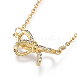 Brass Micro Pave Clear Cubic Zirconia Pendant Necklaces&nbsp;NJEW-R256-04