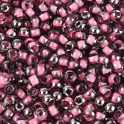 内側が透明な色のガラスシードビーズ  ラウンド  淡いバイオレットレッド  4x3mm  穴：1.4~1.5mm  約：7500個/ 450 G&nbsp;SEED-T007-19A-02