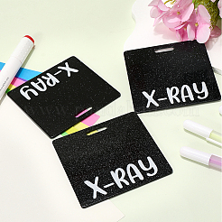 アクリル製の大きなペンダント  長方形  グリッターパウダー付き  ブラック  85.5x82x2.5mm  穴：21x5.5mm&nbsp;MACR-WH20001-10A