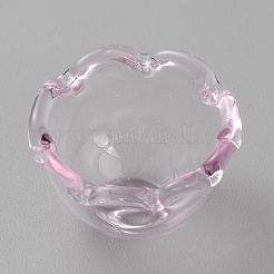 透明ガラスビーズキャップフラワー  マルチ花弁  パールピンク  23.5~24x12~15mm  穴：4mm&nbsp;GLAA-TAC0008-18E