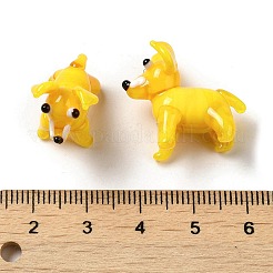 インテリアオーナメントパーツ  手作りランプワーク表示の装飾  犬  きいろ  22~23x12~14x19~21mm&nbsp;LAMP-K039-24