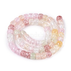 クラックル透明ガラスビーズ連売り  バレル  ミックスカラー  8~8.5x5.5~6.5mm  穴：1.2~1.4mm  約61~64個/連  14.96~15.75インチ（38~40cm）&nbsp;GLAA-N069-03A-M