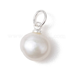 Natural Cultured Freshwater Pearl Two Sides Polished Charms with 304 Stainless Steel Findings&nbsp;PALLOY-JF05001-02
