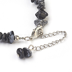 Natural Snowflake Obsidian Chip Beads Anklets&nbsp;AJEW-AN00229-04