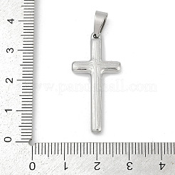 304ステンレスペンダント  変色防止  クロスチャーム  ステンレス鋼色  34.5x15.5x2.5mm  穴：6.5x4.5mm&nbsp;STAS-Q350-01P