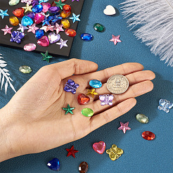 フラットバック＆バックメッキアクリルラインストーンカボション  服装アクセサリー  ミックスカラー  13~14x10~15.5x2~3mm  3袋  約600個/セット&nbsp;MACR-TA0001-62B
