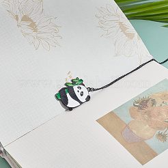 鉄しおりセット  エナメルパンダペンダント付き  ブラック  185mm&nbsp;AJEW-WH0261-32