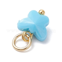 オペークアクリルパーツ  蝶のチャーム  真鍮ボールヘッドピン付き  ゴールドカラー  9x8x4.5mm  穴：3.6mm&nbsp;PALLOY-JF04506-02