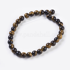 天然石タイガーアイビーズ連売り  ラウンド  6mm  穴：1mm  約31個/連  8インチ&nbsp;X-G-C076-6mm-1B
