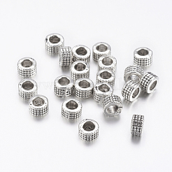 チベット風合金スペーサービーズ  コラム  アンティークシルバー  鉛フリー＆カドミウムフリー  直径約5mm  厚さ3mm  穴：3mm&nbsp;LF0398Y