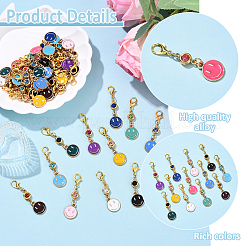 48Pcs 12 Styles Birthstone & Smiling Face Alloy Enamel Pendant Decorations&nbsp;HJEW-YW00169