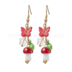 304 Stainless Steel Butterfly & Mushroom Dangle Earrings for Women&nbsp;EJEW-JE06235