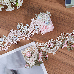 4 Yards 2 Colors Polyester Lace Trim Ribbons&nbsp;OCOR-GF0005-04