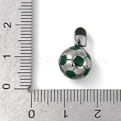 トレンディなネックレスの留め具 304 ステンレススチール フットボール/サッカーボールペンダント  ステンレス鋼色  グリーン  15x11mm  穴：3x6mm&nbsp;STAS-L012-B01P-02