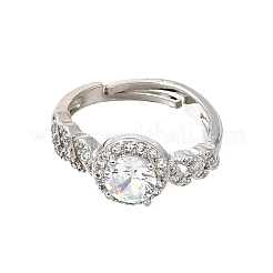 Brass Micro Pave Clear Cubic Zirconia Cuff Open Rings&nbsp;CU-CBA5C10-17P