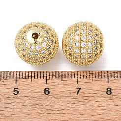 CZ真鍮製マイクロパヴェキュービックジルコニアラウンドビーズ  ゴールドカラー  14mm  穴：1.5mm&nbsp;LS-ZIRC-L017-05G
