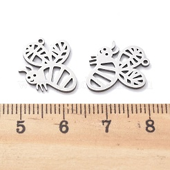 ステンレススチールチャーム201個  レーザー切断  蜂のチャーム  ステンレス鋼色  15x14x1mm  穴：1mm&nbsp;STAS-V001-21