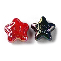 不透明なアクリルビーズ  水平穴  笑顔で主演  ミックスカラー  18x18x9.5mm  穴：3.5mm&nbsp;MACR-K251-15