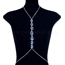Teardrop Brass Sapphire Rhinestone Sexy Tassel Chest Body Chains for Party&nbsp;FS-WG9F20F-02
