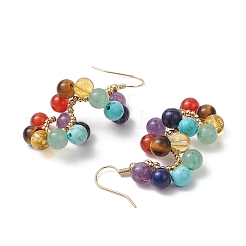 Spiral Natural & Synthetic Mixed Stone Dangle Earrings&nbsp;EJEW-TA00634