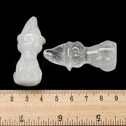 天然水晶の彫刻が施された癒しの猫と魔女の帽子の置物  レイキエネルギーストーンのディスプレイ装飾  48~50x19~21mm&nbsp;DJEW-D012-07K