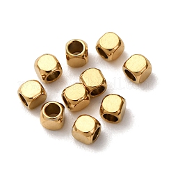 イオンプレーティング（IP）304ステンレスビーズ  キューブ  ゴールドカラー  2x2x2mm  穴：1.5mm&nbsp;STAS-F135-07G-2x2mm