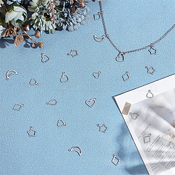 120Pcs 6 Styles 304 Stainless Steel Open Pendants&nbsp;STAS-AR0002-58P