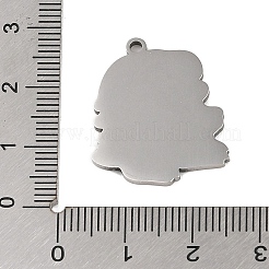変色しない201ステンレススチールペンダント  恐竜チャーム  ステンレス鋼色  24.5x21x1.5mm  穴：1mm&nbsp;STAS-C095-36P