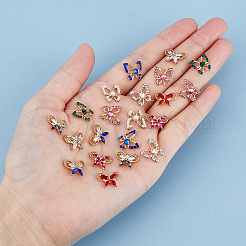 40Pcs 10 Style Butterfly Alloy Rhinestone Cabochons&nbsp;MRMJ-HY0002-38