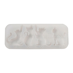 猫型キーホルダーペンダントシリコンモールド  エポキシ樹脂ジュエリー作り  ホワイト  62x156x15mm  内径：52~56x23~42mm&nbsp;SIL-B074-01B