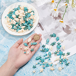DIY Synthetic Turquoise & Natural Cowrie Shell Beads Jewelry Making Findings Kits&nbsp;DIY-NB0012-57