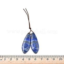 天然石ラピスラズリペンダント  葉  38x13.5x3~3.5mm  穴：0.7mm&nbsp;G-A265-02E