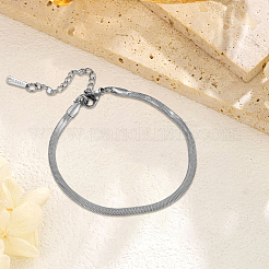 304ステンレススチールヘリンボーンチェーンブレスレット1個、男性用、女性用  ステンレス鋼色  ワイド：3mm  6-1/2インチ（16.5cm）&nbsp;BJEW-DJ0001-56
