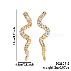 Shiny Brass Clear Cubic Zirconia Snake Stud Earrings&nbsp;AB3395-2