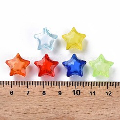 透明なアクリルビーズ  二層ビーズ  多面カット  スター  ミックスカラー  14x15x8.5mm  穴：2mm&nbsp;X-TACR-S152-02A-A