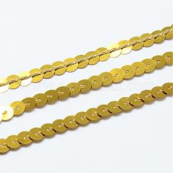プラスチックスパンコールビーズ  スパンコールビーズ  装飾アクセサリー  フラットラウンド  ゴールド  4mm  約100ヤード/ロール&nbsp;PVC-Q085-4mm-A1