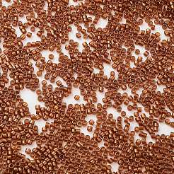 焼付塗装ガラスシードビーズ  シリンダー  サドルブラウン  2x2mm  穴：1mm&nbsp;X-SEED-S042-18B-01