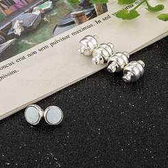 ループ付き真鍮製マグネットクラスプ  オーバル  銀  12x7mm  穴：1.5mm&nbsp;KK-H361-S