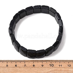 ユニセックスの合成ブルーゴールドストーンビーズストレッチブレスレット  多面カット四角形  ビーズ：12x10x6mm  内径：2.24インチ（5.7cm）&nbsp;G-K303-02J