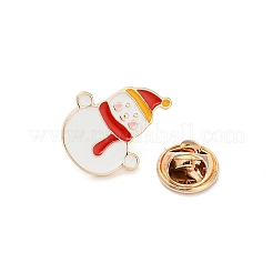 クリスマスエナメルピン  衣類用合金ラペルピンバック  雪だるま  21x17mm&nbsp;JEWB-H033-02B-G