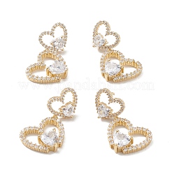 Heart Clear Cubic Zirconia Stud Earrings&nbsp;EJEW-M216-05G