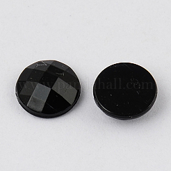 台湾アクリルラインストーンカボション  フラットバックと多面カット  半円/ドーム  ブラック  13x4mm&nbsp;ACRT-M005-13mm-01