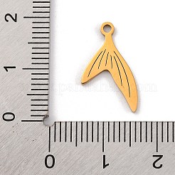 ステンレスペンダント201個  レーザー切断  海の動物のチャーム  ゴールドカラー  魚尾  15x10x1mm  穴：1.5mm&nbsp;STAS-U016-08G-01