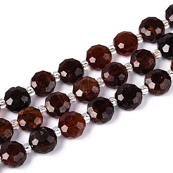 天然石ガーネットビーズ連売り  フラットラウンド  ファセットコインビーズ  シードビーズで  8~9x8~9x5~6mm  穴：1~1.2mm  約19~20個/連  7.48~7.68''（19~19.5センチメートル）&nbsp;G-B153-B22