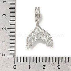 ラックメッキ真鍮パヴェクリアキュービックジルコニアヨーロピアンダングルチャーム  クジラの尾の大きな穴のペンダント  鉛フリー＆カドミウムフリー  長持ちメッキ  プラチナ  31mm  穴：4mm&nbsp;KK-H485-30P