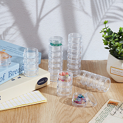 10セット7層ABSプラスチックねじ込みスタッキングジャー  ピルケース  コラム  粘着式白紙ステッカー1枚付き  透明  11.5x3.75cm&nbsp;CON-GO0001-26