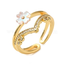304 Stainless Steel Micro Pave Cubic Zirconia Cuff Open Rings&nbsp;CU-CBA3A85-03G