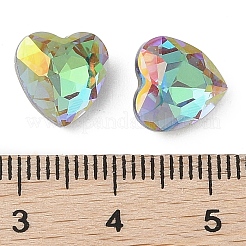 ガラスラインストーンカボション  尖ったバック＆バックメッキ  多面カット  ハート  スフィンクス  10x10x5mm&nbsp;RGLA-L029-08A-SPLA